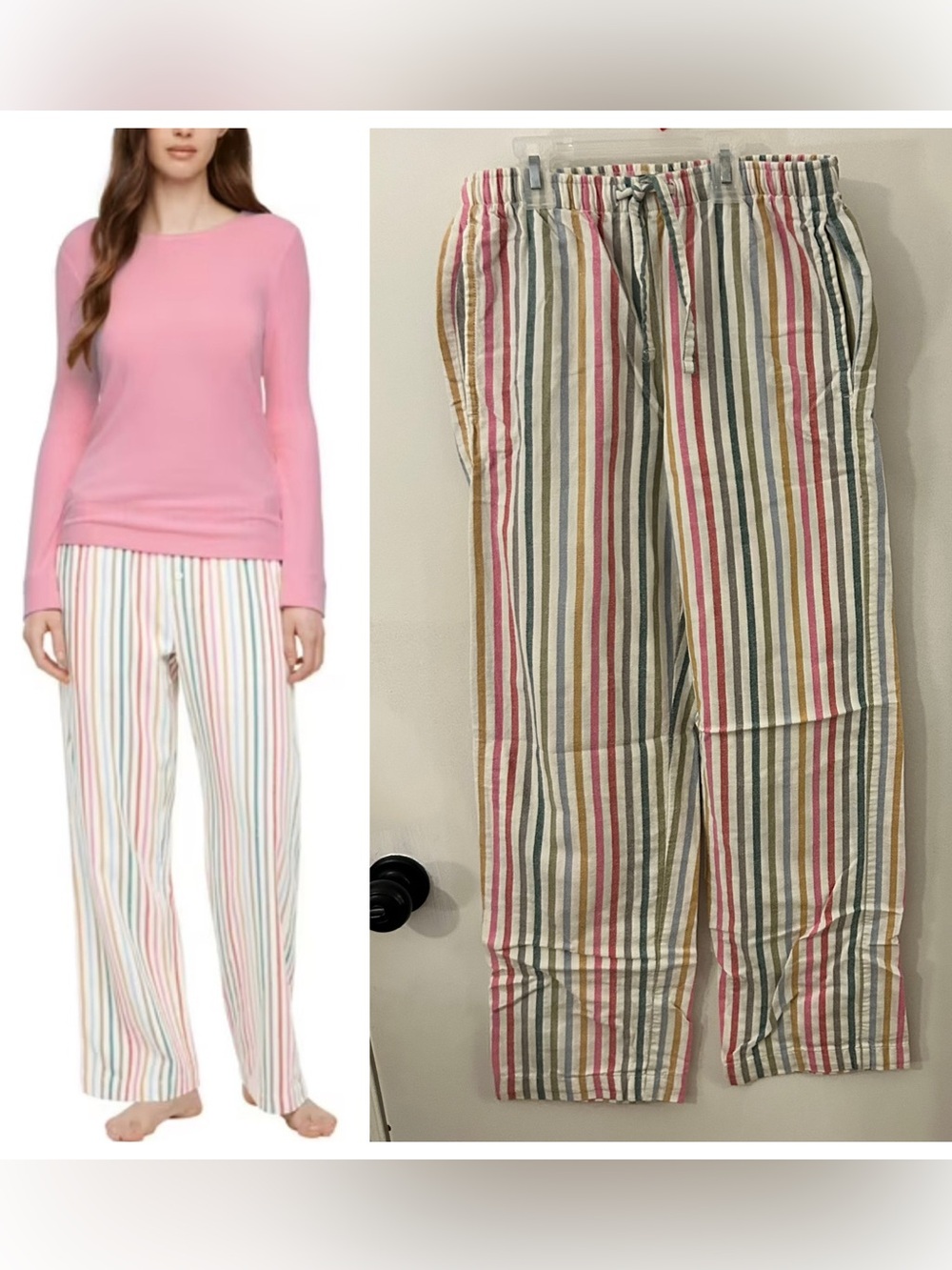 Gap Body Women’s Lounge Pajama Pants Flannel 100% Cotton Pastel Stripes XXS